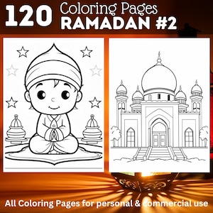 120 Ramadan Coloring Pages | Printable Coloring Book | Coloring Pages for Kids | Digital Coloring Ramadan Theme | Digital Download