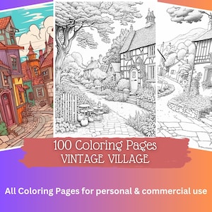 100 Village Coloring Pages | Printable Coloring Book | Coloring Pages for Kids and Adults | Landscapes and Countrysites with Houses & Homes