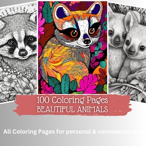100 Beautiful Animal Coloring Pages | Printable Coloring Book Animals | Coloring Pages for Kids and Adults | Digital Coloring Images
