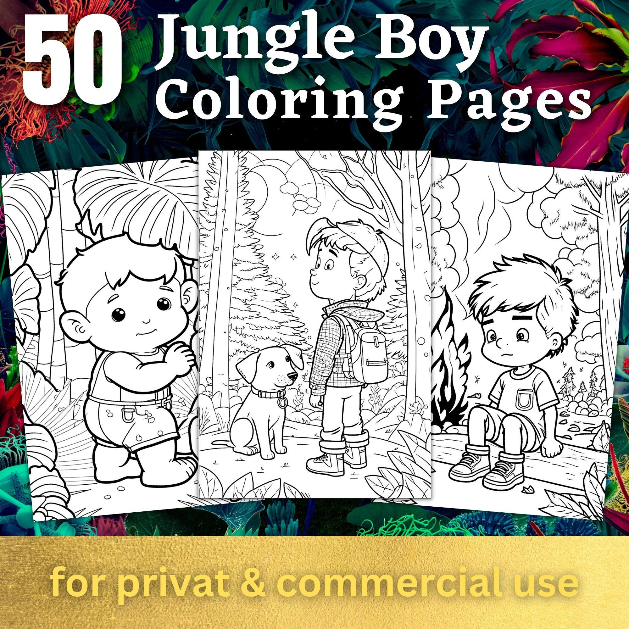 50 Jungle Adventure Coloring Pages Printable Coloring Book Coloring