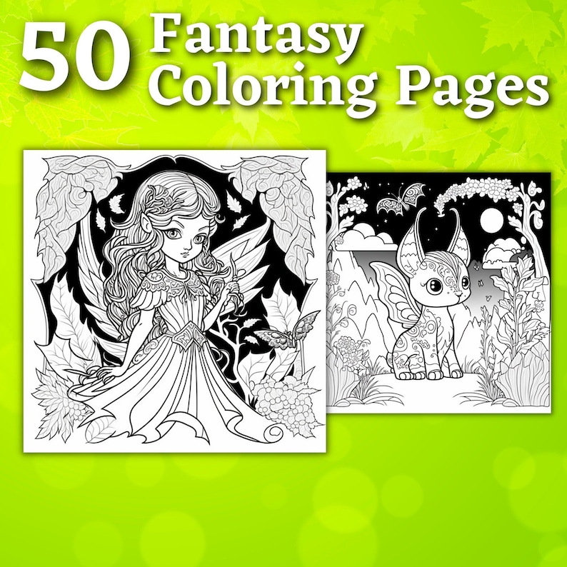 50 Fantasy Coloring Pages Printable Coloring Book Coloring Pages for