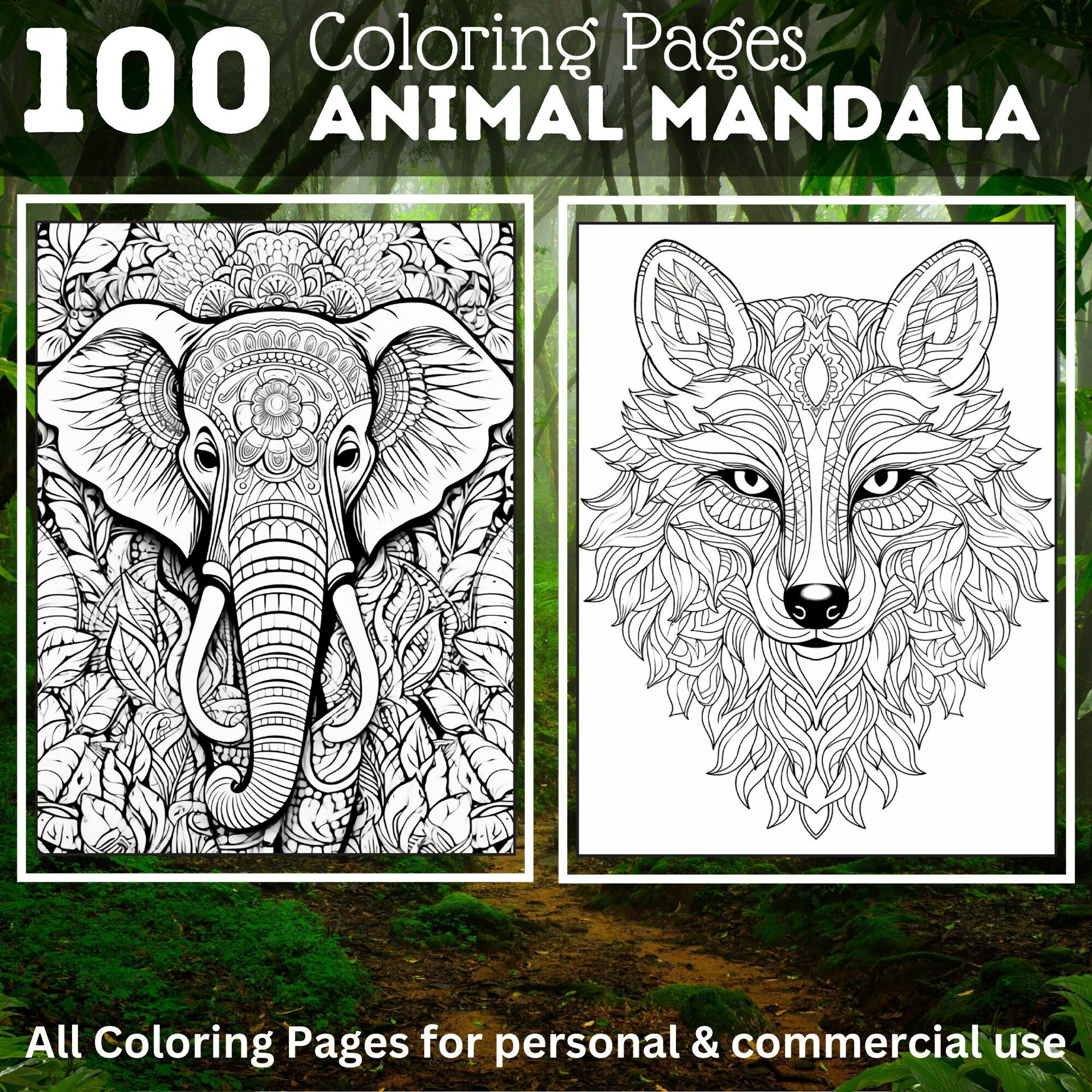 100 Animal Mandala Coloring Pages | Printable Coloring Book | Coloring ...