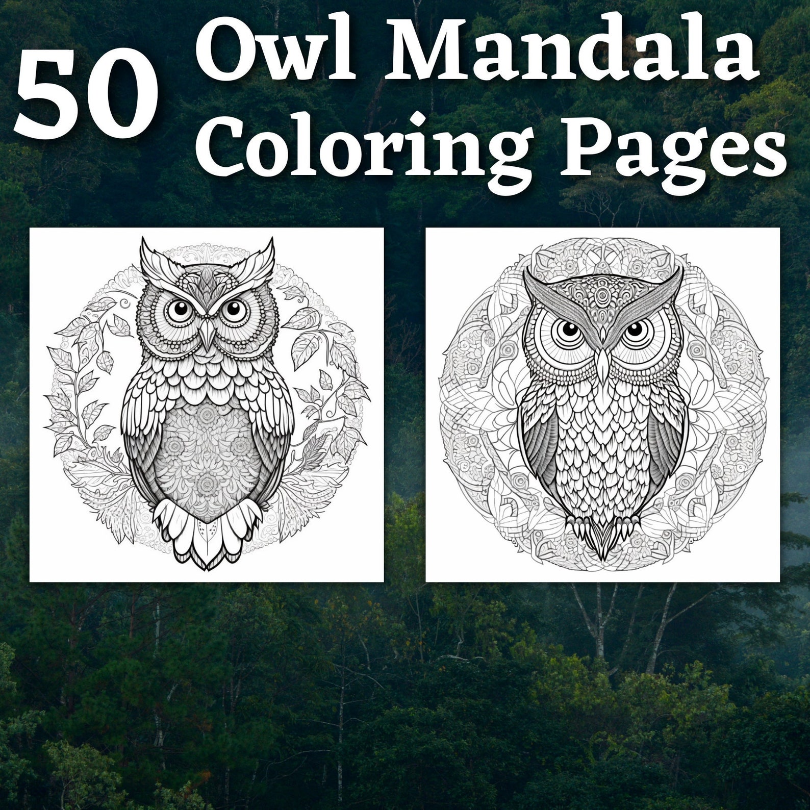 50 Owl Mandala Coloring Pages Printable Coloring Book Coloring Pages ...