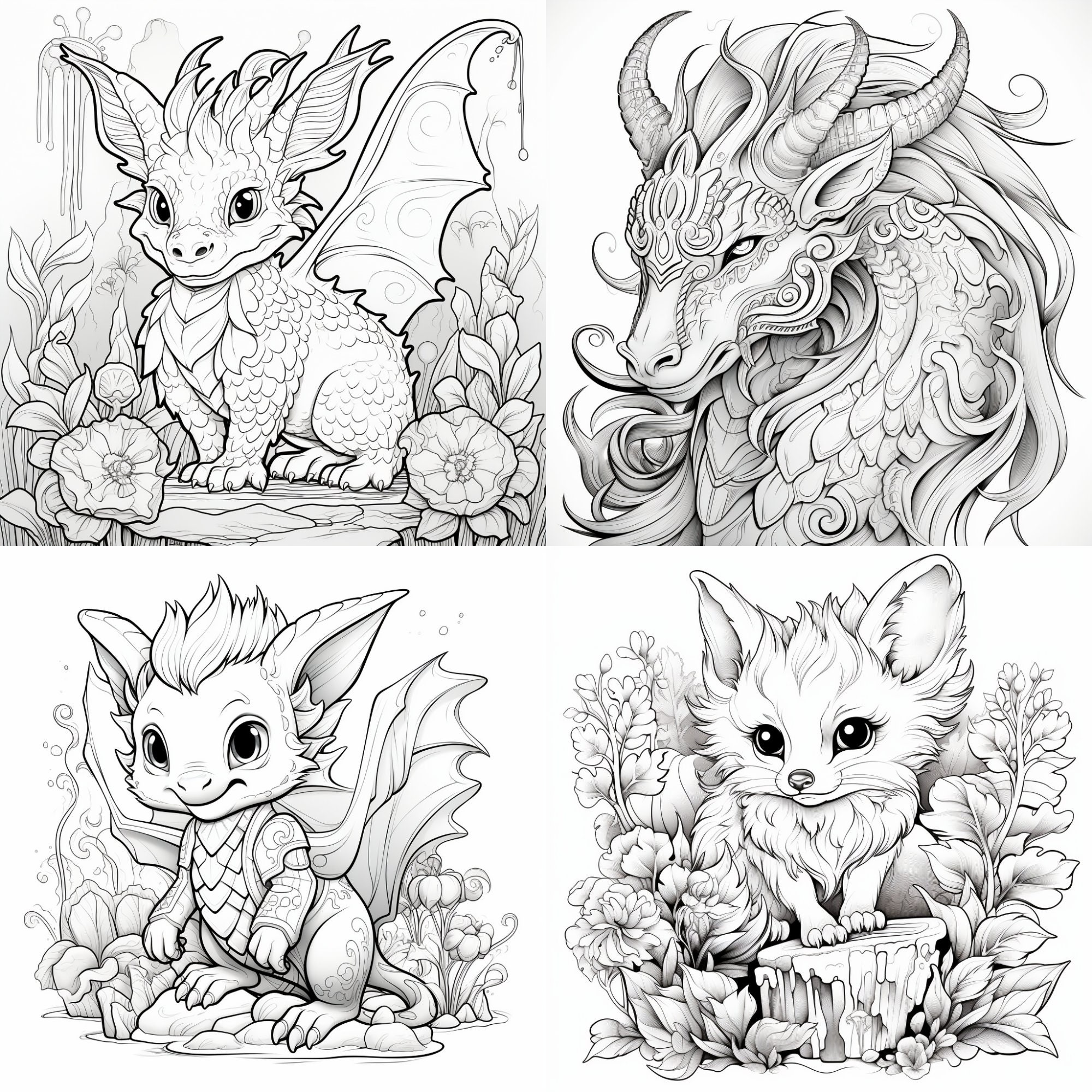 100 Fantasy Animals Coloring Pages Printable Coloring Book Coloring