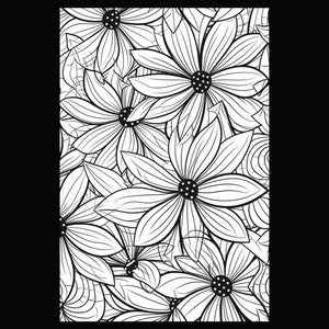 Puede incluir: Ilustraci&oacute;n en blanco y negro de un patr&oacute;n floral con flores estilizadas.