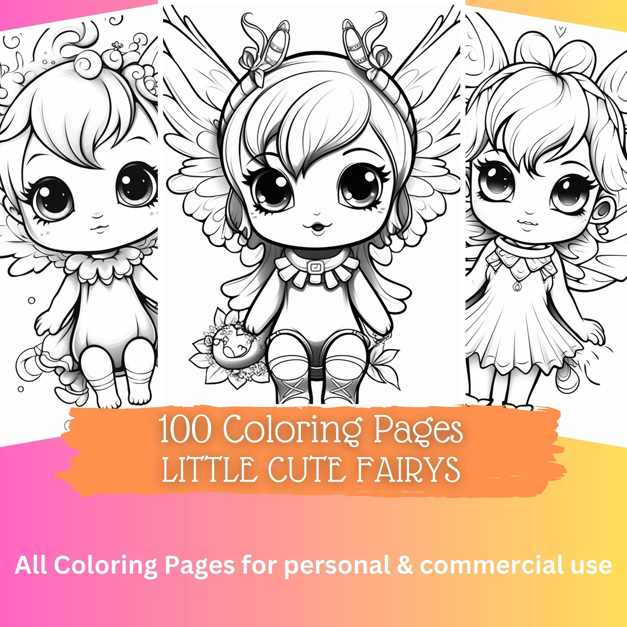 100 Little Fairy Coloring Pages Cute Printable Coloring Book - Etsy