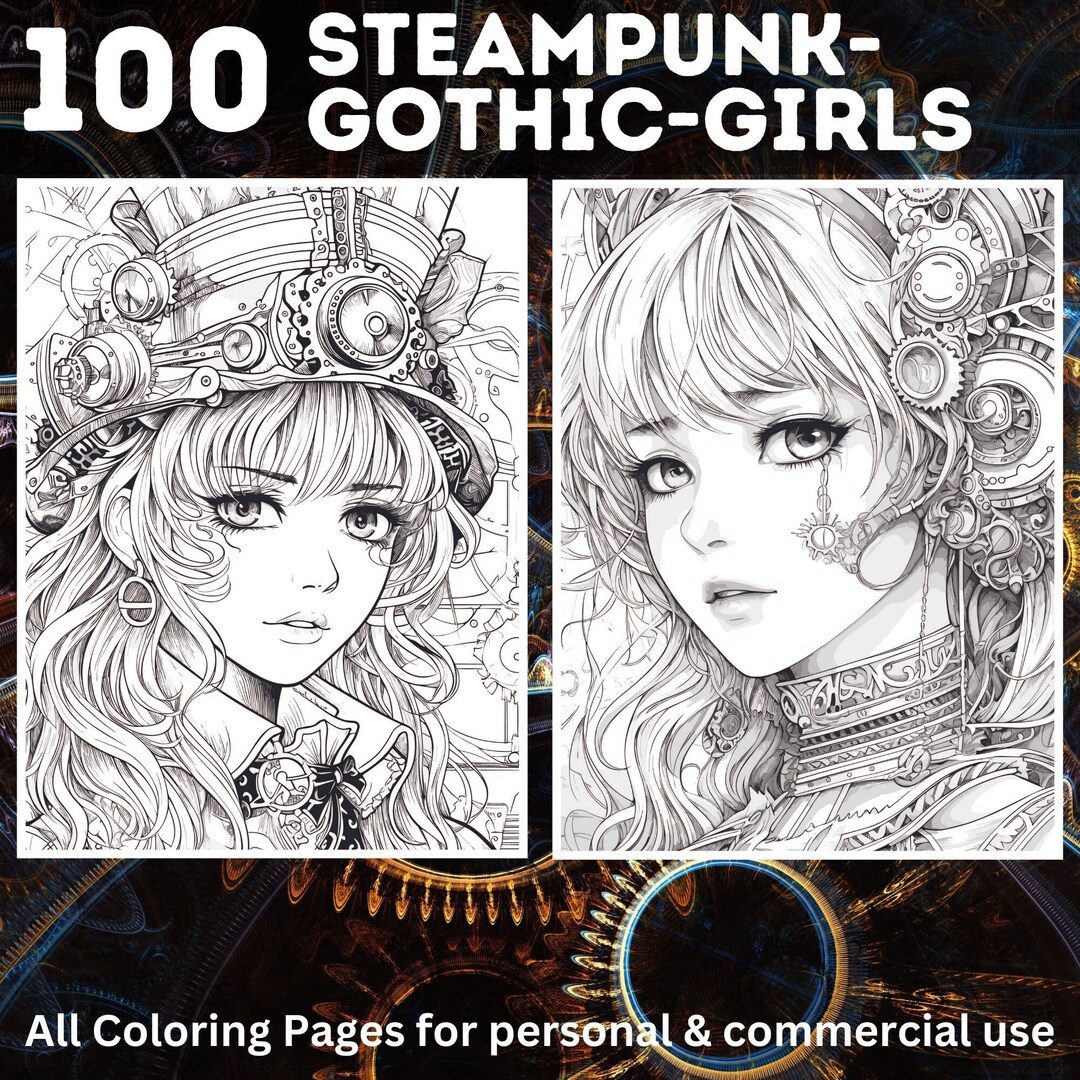 100 Steampunk Girls Coloring Pages | Printable Coloring Book | Coloring ...