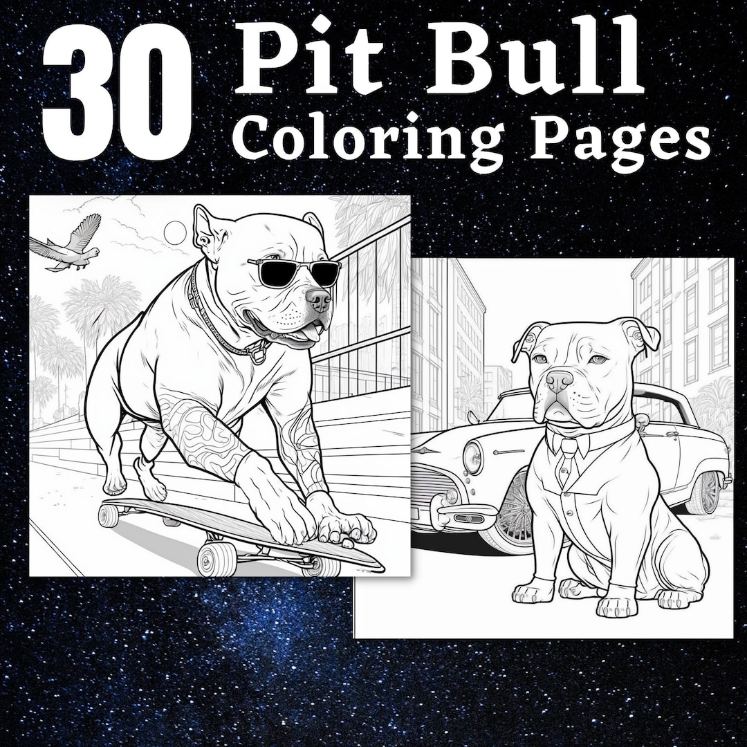 30 Pitbull Dog Coloring Pages | Printable Coloring Book | Coloring Pages for Adults | Printable ...