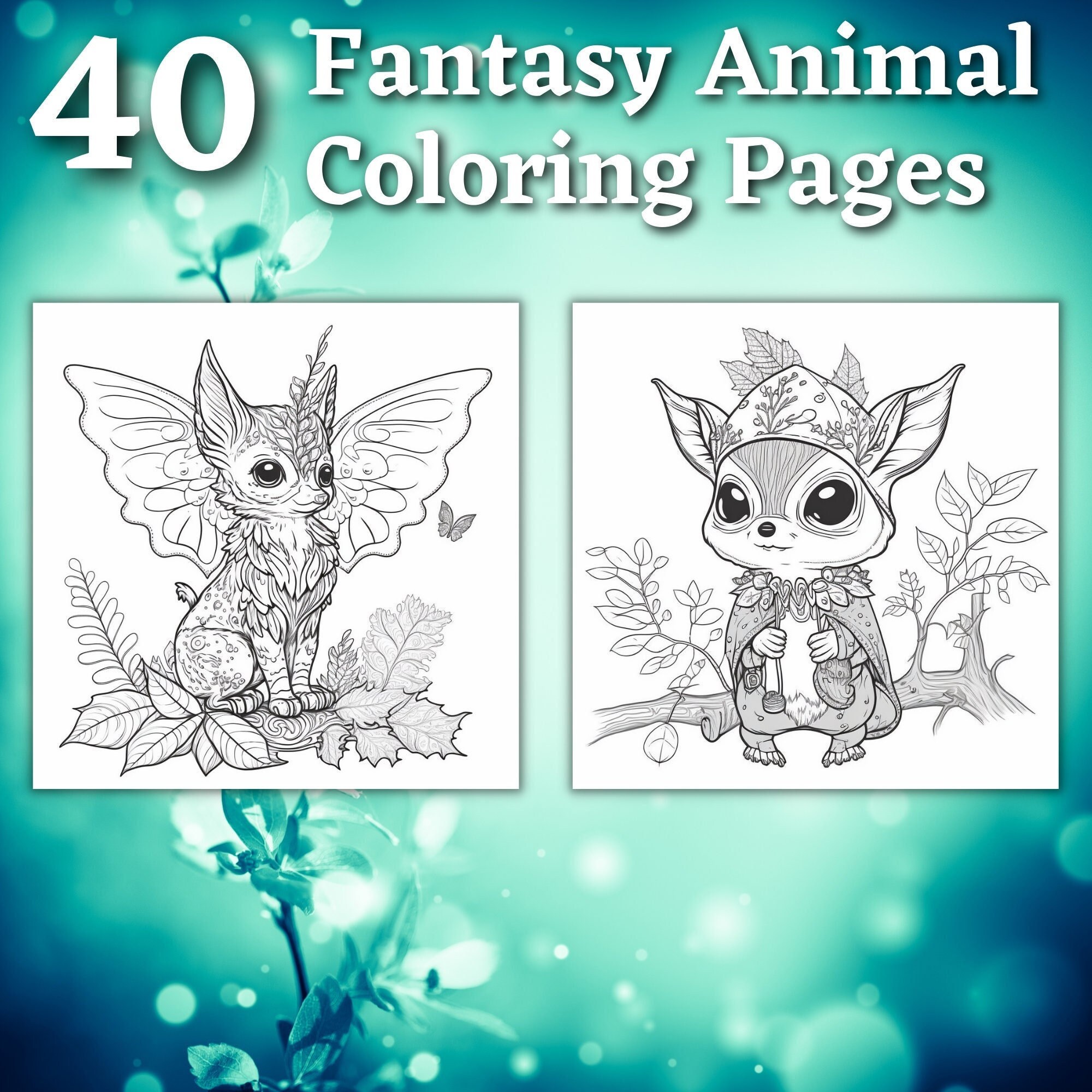 40 Fantasy Animal Coloring Pages Printable Coloring Book Etsy