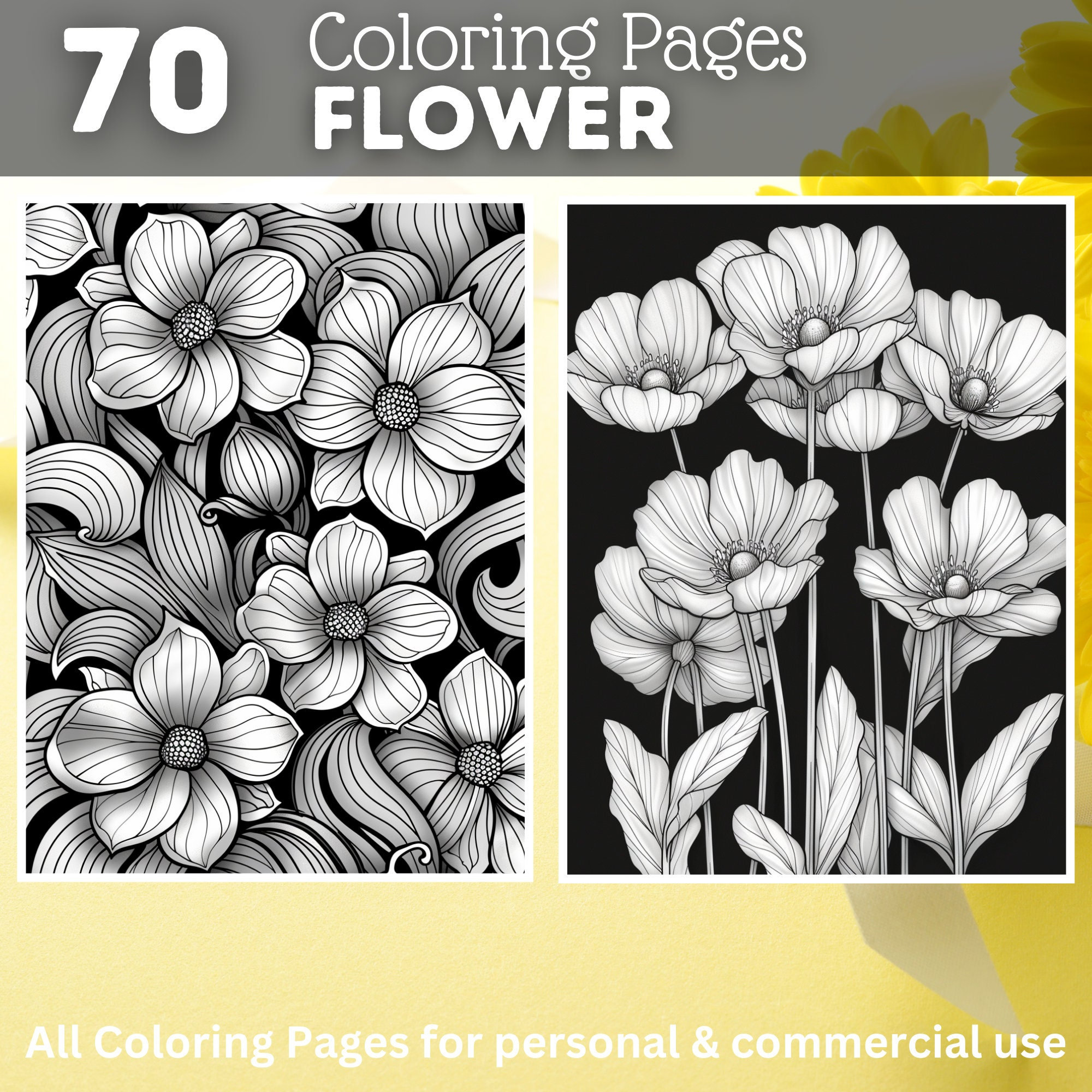 花束 | 無料で印刷できる塗り絵, image size:2000x2000