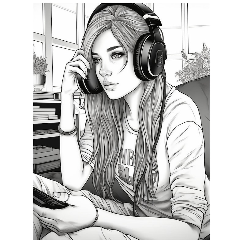 26 Gamer Girl Coloring Pages Printable Coloring Book Etsy