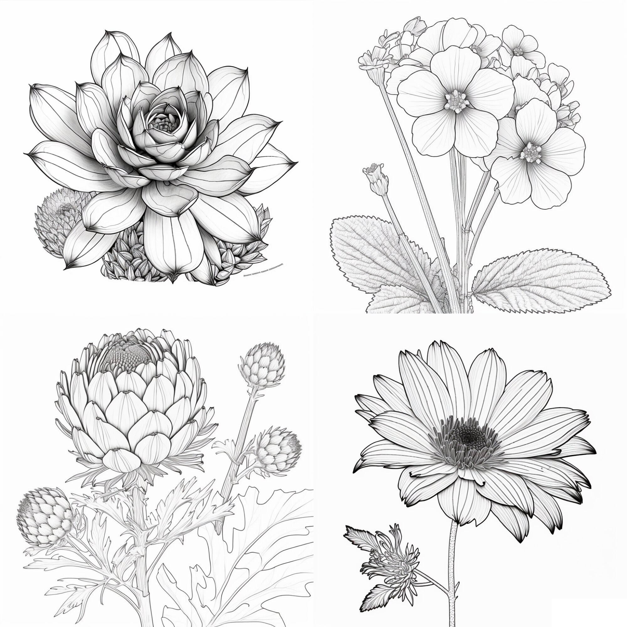 100 Flower Coloring Pages Printable Coloring Book Coloring - Etsy Australia