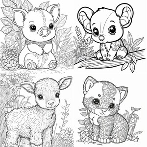 130 Baby Animal Coloring Pages | Printable Coloring Book | Cute Coloring Pages for Kids | Printable Digital Coloring | Digital Download image 3