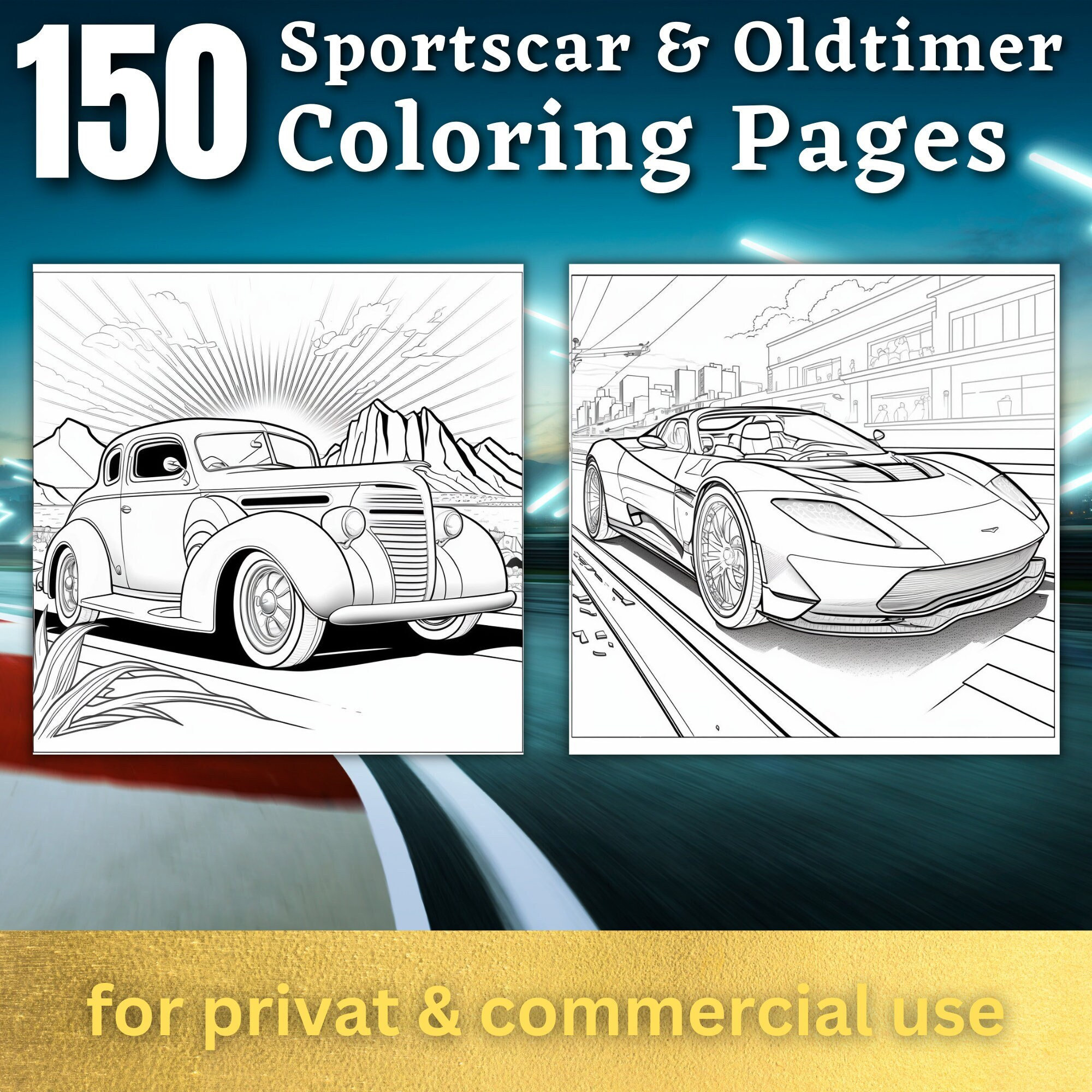 150 Car Coloring Pages | Sport Cars and Oldtimer | Printable