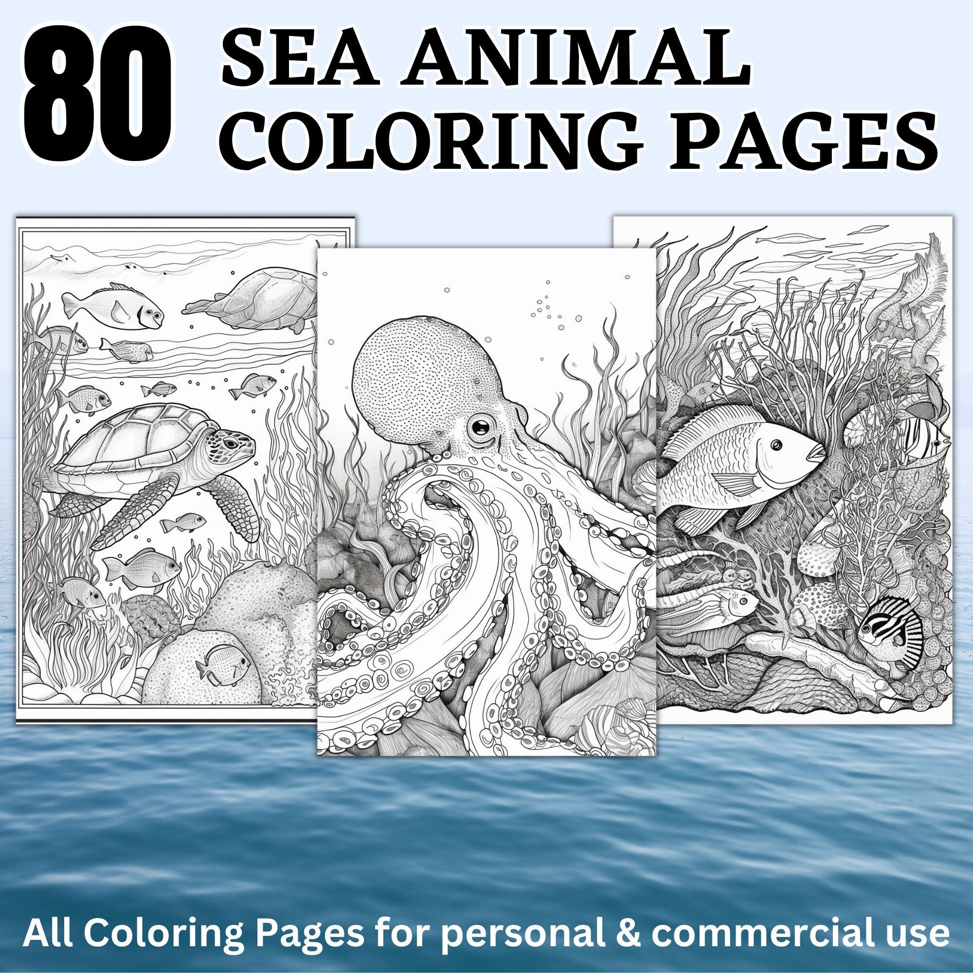 80 Sea Animal Coloring Pages Printable Coloring Book Coloring Pages for ...