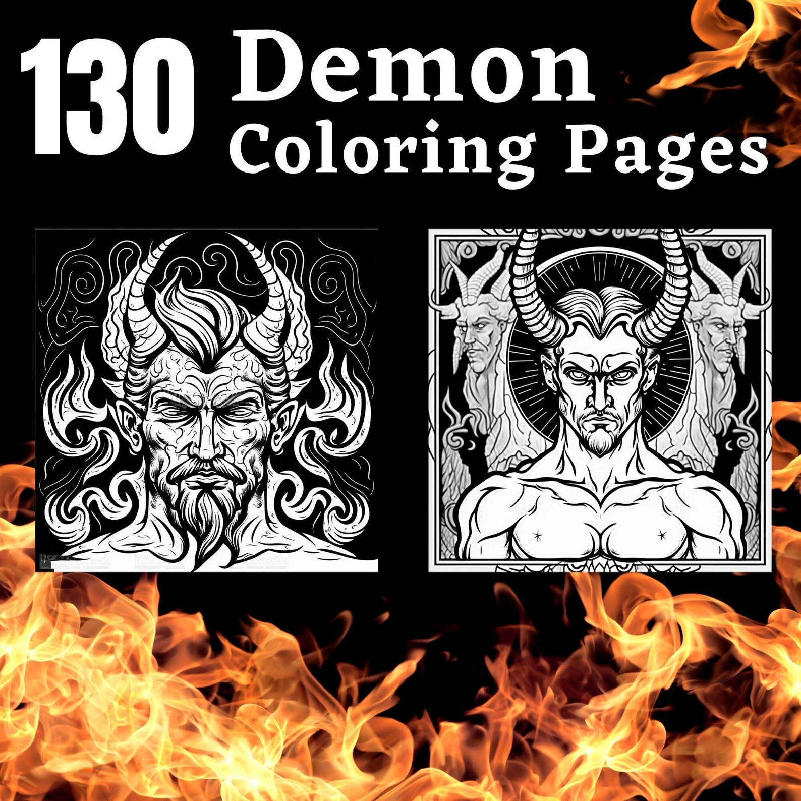 Demonic Coloring Pages: 20 Page Demon Devil Printable Coloring Pdf Pages For