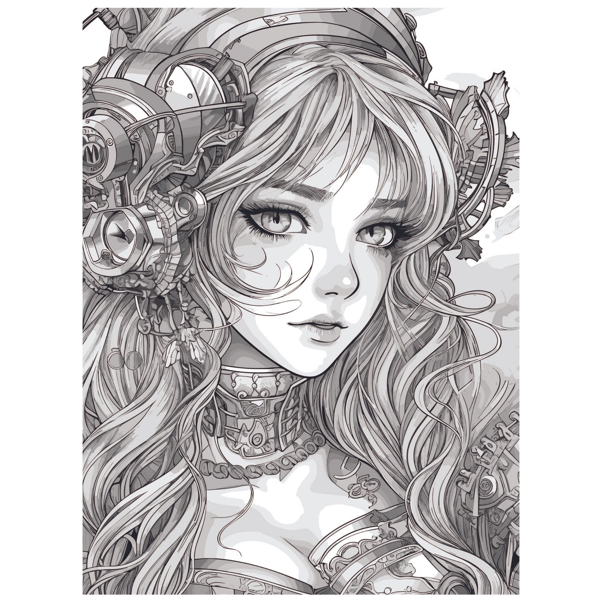 100 Steampunk Girls Coloring Pages | Printable Coloring Book | Coloring ...