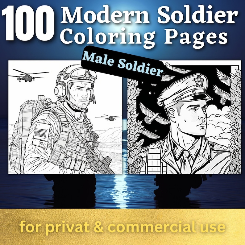 100 Modern Male Soldier Coloring Pages Printable Coloring Book Coloring Pages Adults Printable Digital Coloring Digital Download image 1