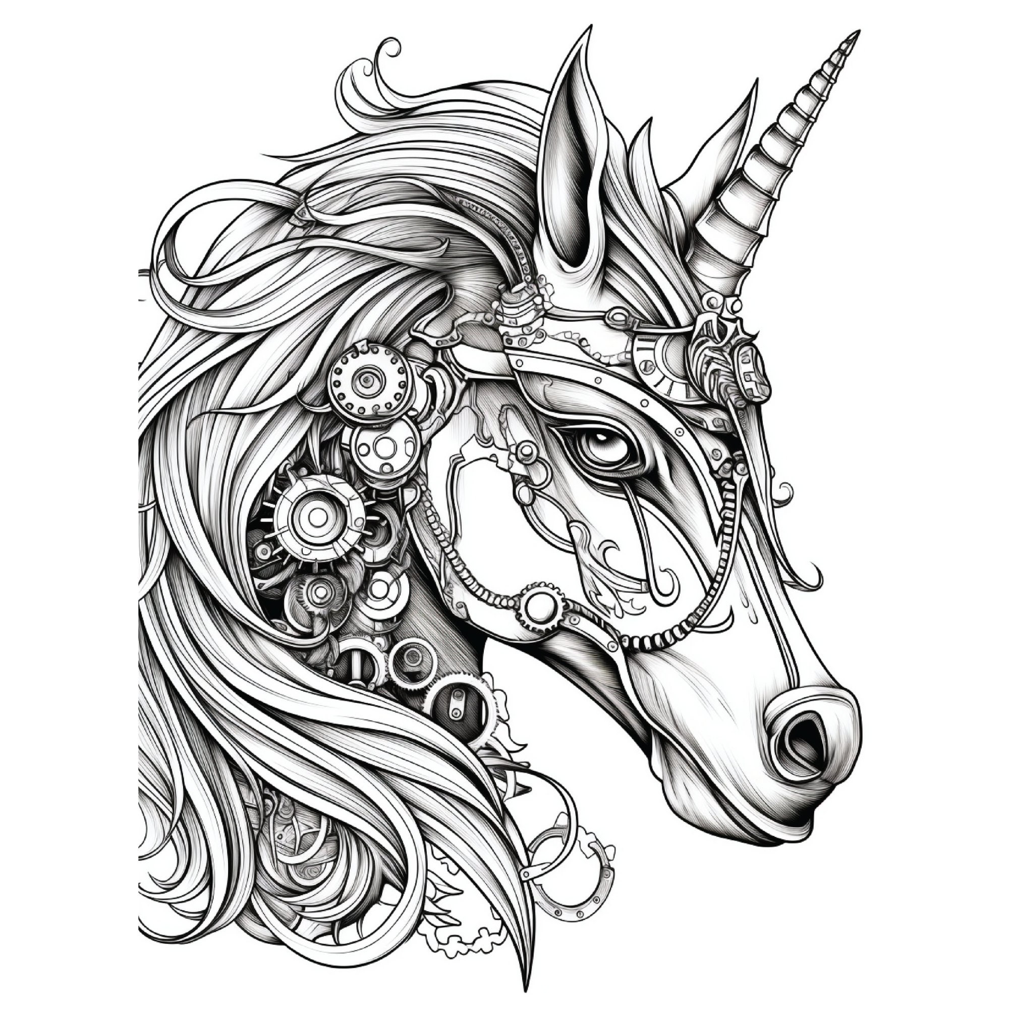 100 Steampunk Unicorn Coloring Pages | Printable Coloring Book ...