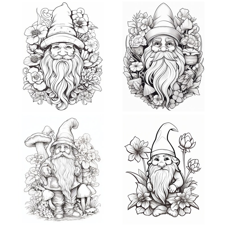 100 Gnomes Coloring Pages Cute Printable Coloring Book Coloring Pages ...