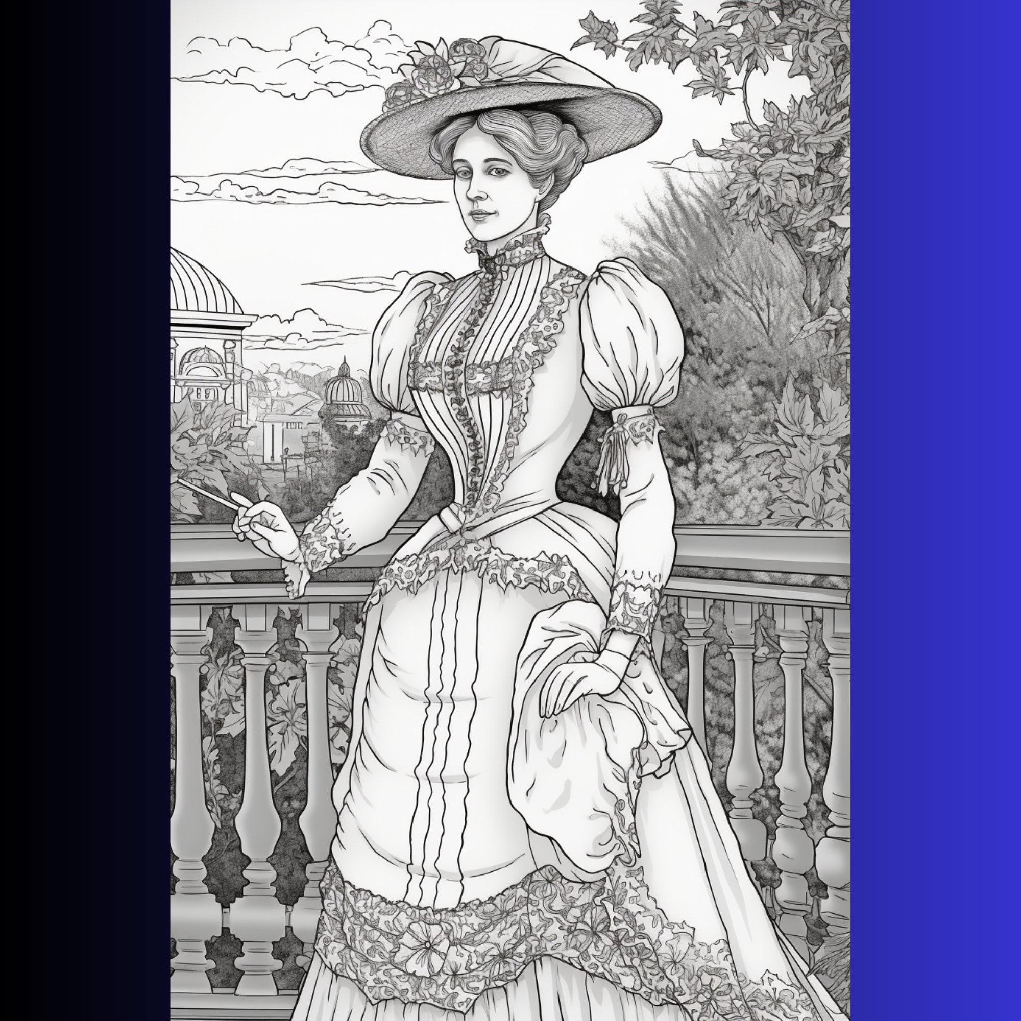 50 Victorian Woman Coloring Pages Printable Coloring Book - Etsy