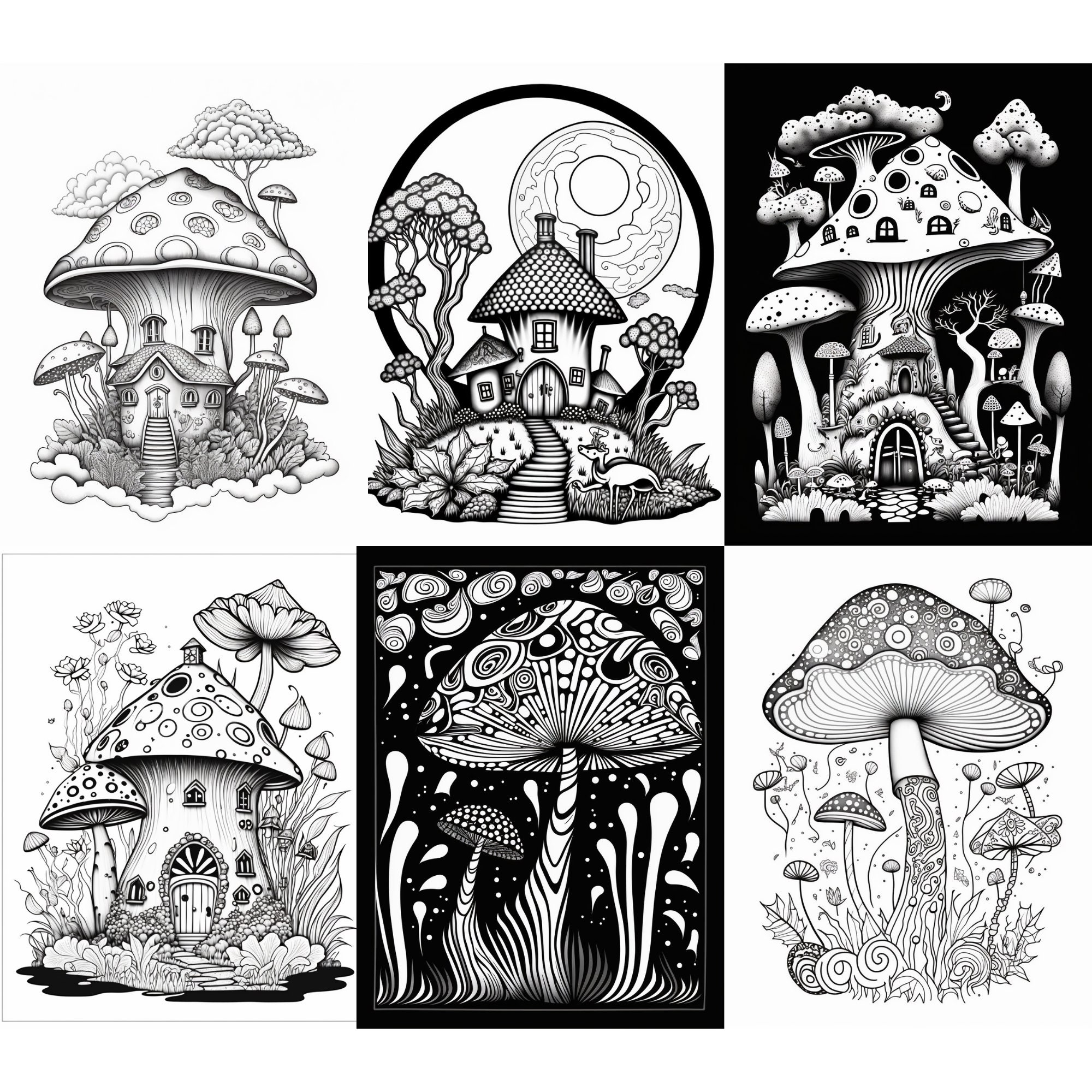 130 Mushroom Coloring Pages Printable Coloring Book Coloring Pages for