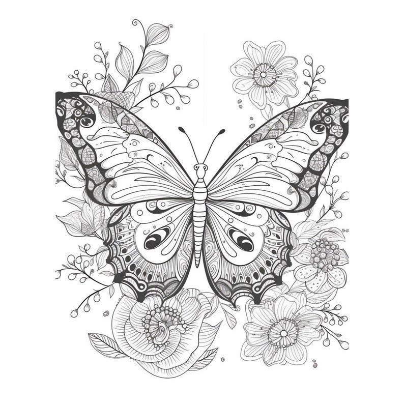 100 Butterflys Coloring Pages Printable Coloring Book - Etsy