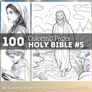 100 christliche Bibel Malvorlagen | Druckbares Malbuch | Ausmalbilder für Erwachsene | Digitale Färbung | Jesus Christus