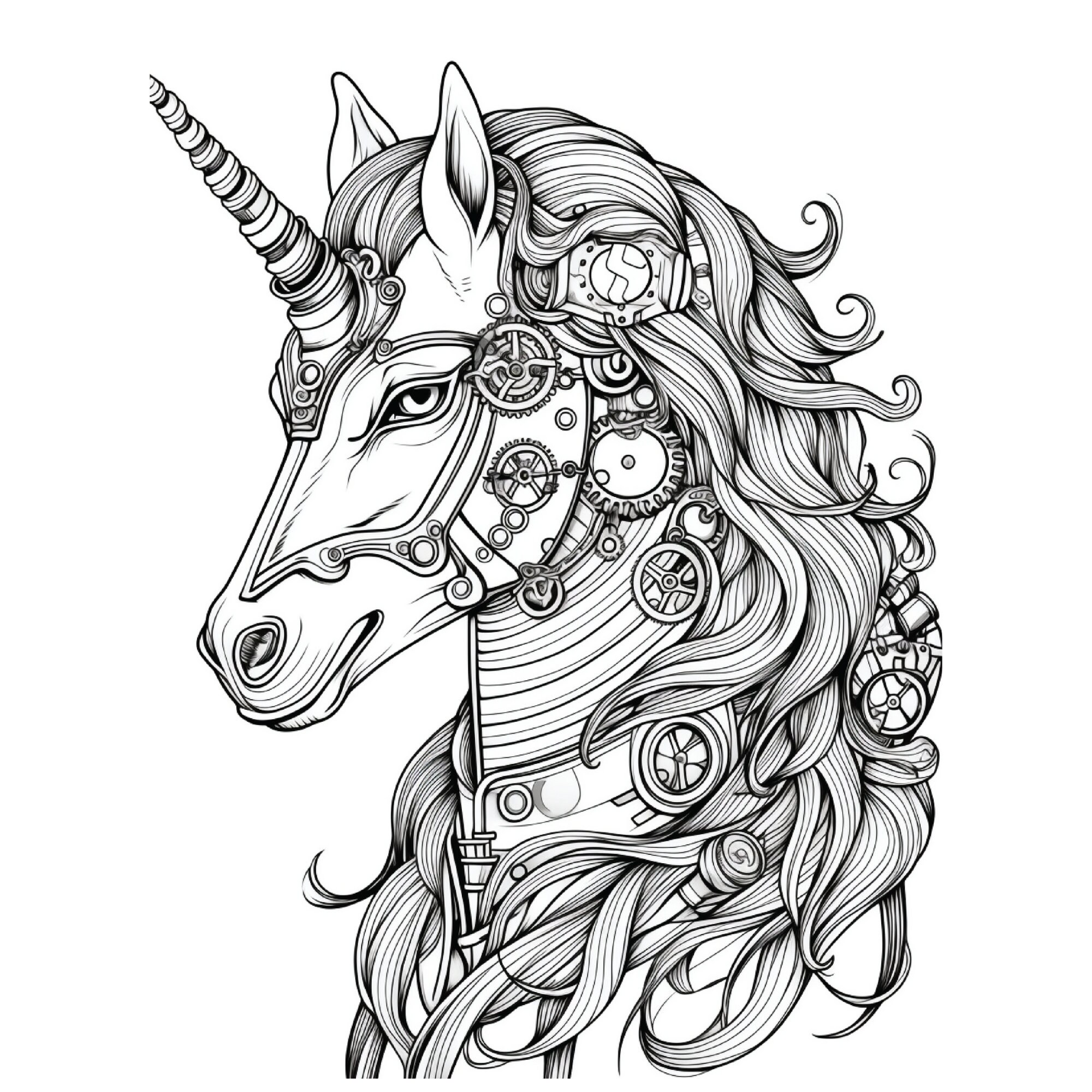 100 Steampunk Unicorn Coloring Pages | Printable Coloring Book ...
