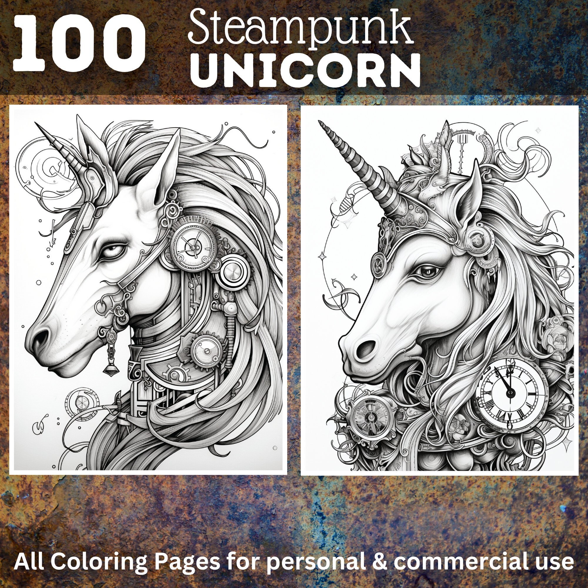 100 Steampunk Unicorn Coloring Pages | Printable Coloring Book ...