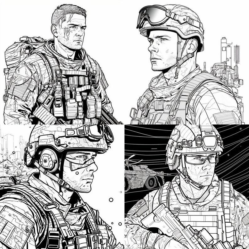 100 Modern Male Soldier Coloring Pages Printable Coloring Book Coloring ...