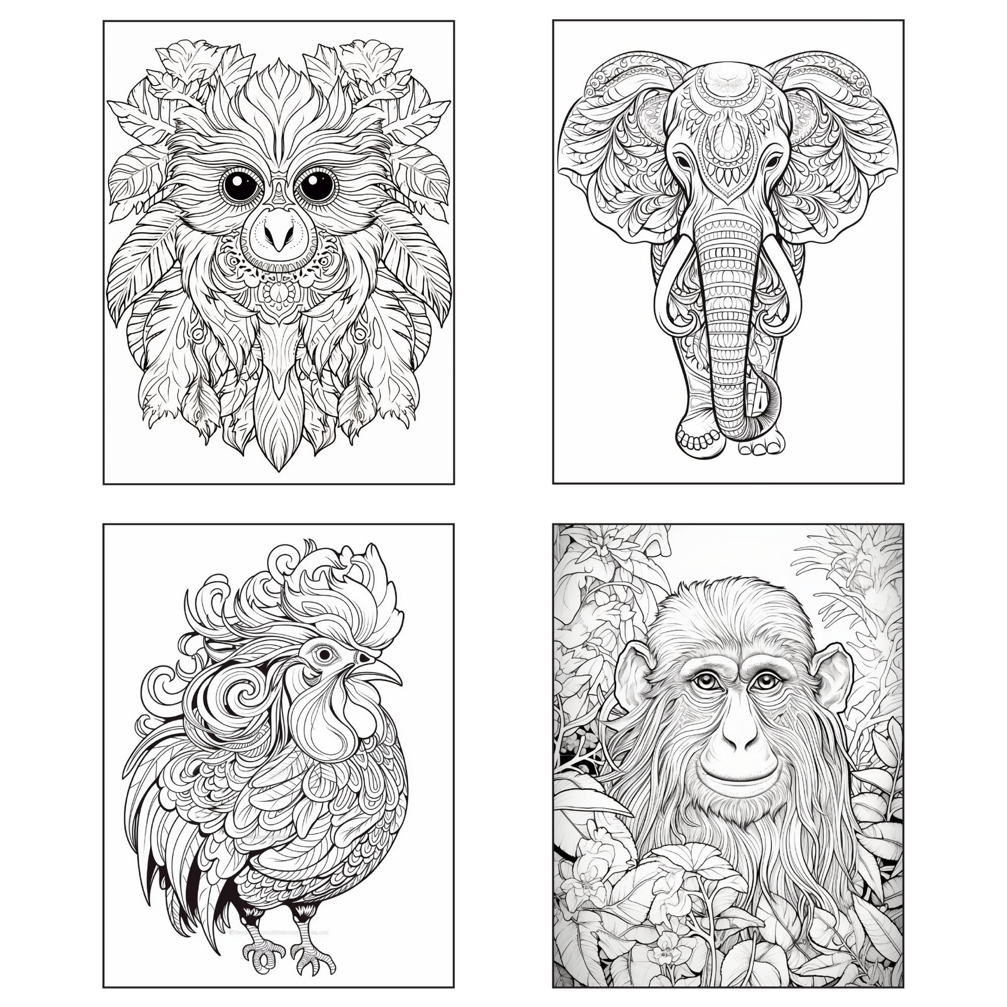 100 Animal Mandala Coloring Pages | Printable Coloring Book | Coloring ...