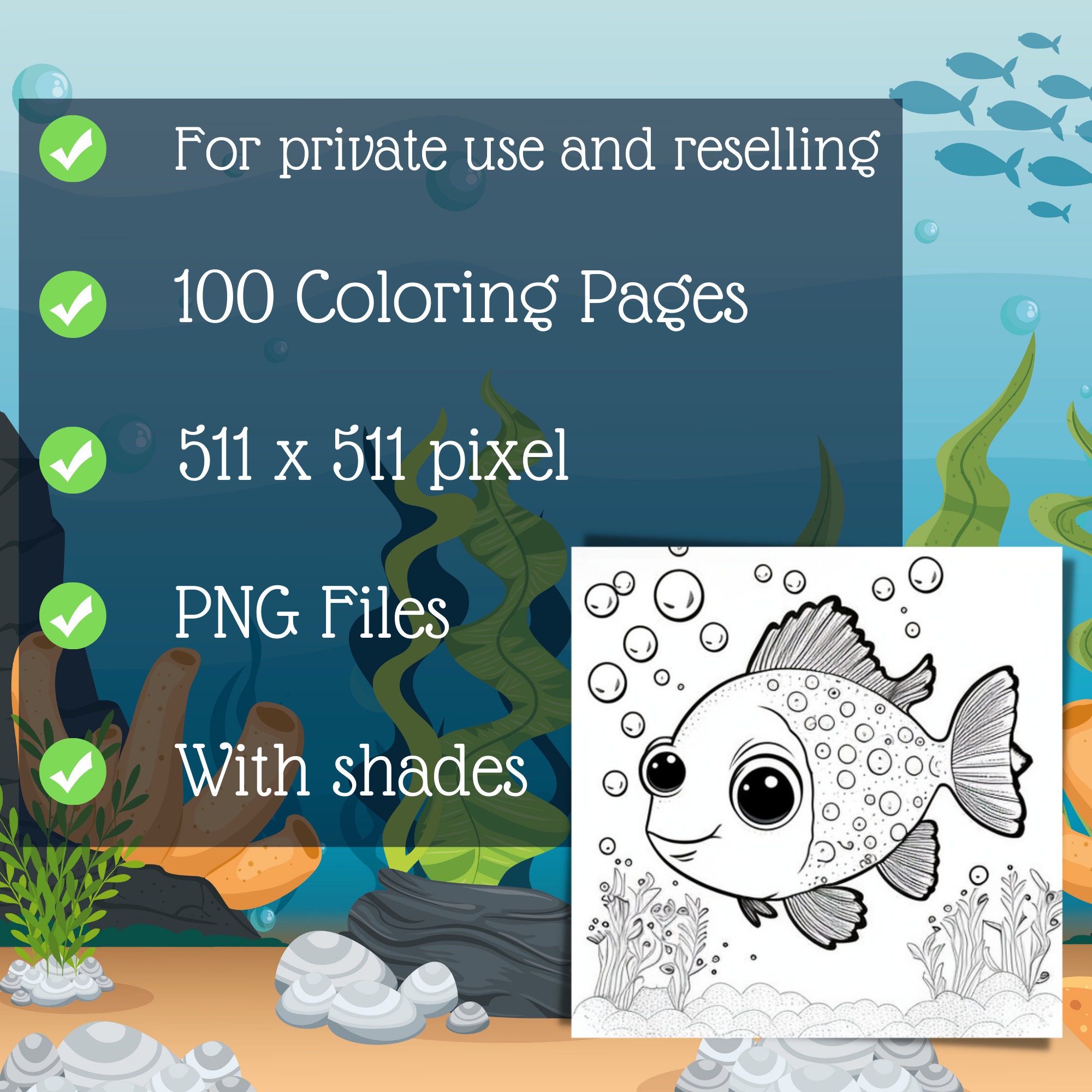 100 Sea Animal Coloring Pages | Kids Printable Coloring Book (digital ...