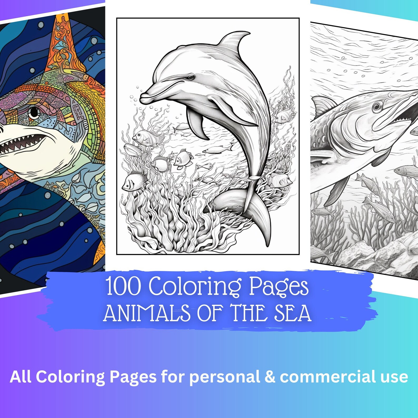 100 Sea Animals Coloring Pages | Printable Coloring Book | Coloring ...