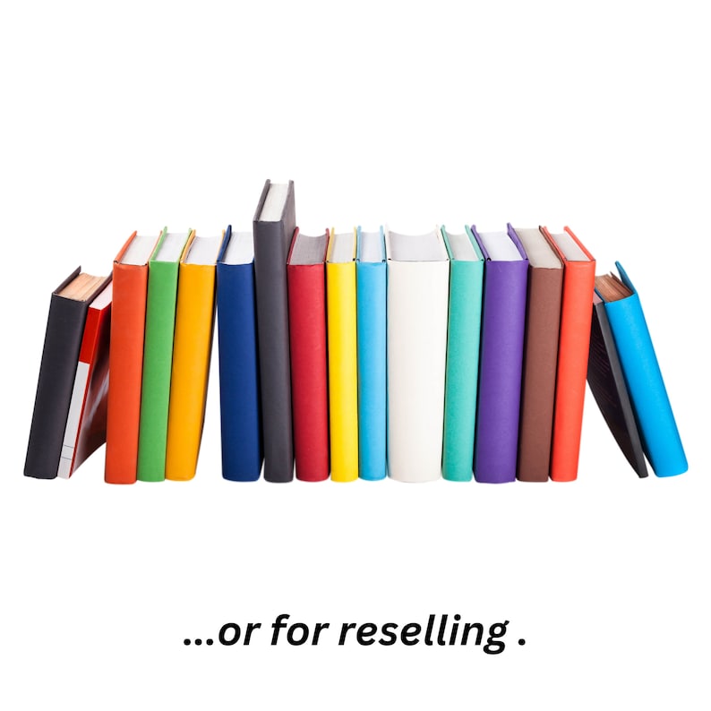 May include: A row of colourful hardback books, some with titles visible, arranged on a white background.