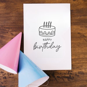 Carte de joyeux anniversaire, carte de gâteau d'anniversaire, carte imprimable, carte d'anniversaire simple