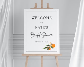 Orange Citrus Bridal Shower Welcome Sign Template (Digital Download)