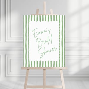 Striped Bridal Shower Welcome Sign Customizable Wedding Party Printable Welcome Sign