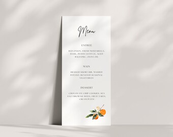 Orange Citrus Bridal Shower Menu Template Simple Italian Bridal Shower Menu Downloadable and Printable