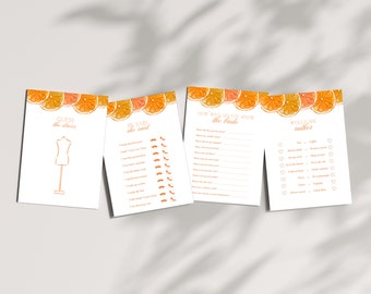 Citrus Bridal Shower Games Bundle, Love at First Spritz Bridal Shower Brunch Games Template, Editable and Printable