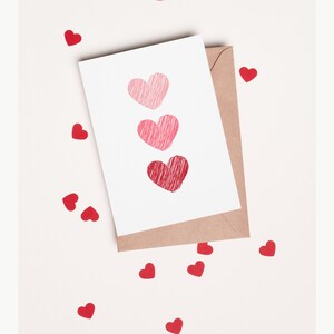Tarjeta de San Valentín de Corazones Simples, Tarjeta de Aniversario, Descargable e Imprimible