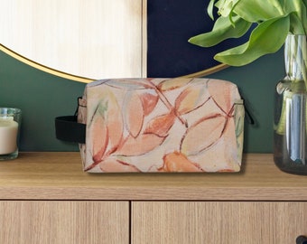 Vintage Floral Peach Light Blue Toiletry Bag, Women's Travel Bag, Garden Vibe Travel Bag