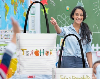 Teacher AOP Tote Bag, Eco-Friendly Tote Bag