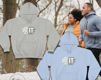 Motivational Hooded Sweatshirt, Do it with no Doubts Unisex Pocketed Hoodie