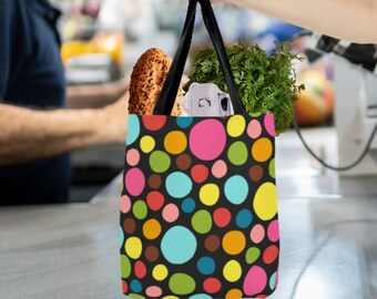Pep-in-Your-Step Sprightly Polka Dot Tote Bag, Eco-Friendly & Reusable Tote Bag
