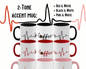 Coffee Heartbeats Accent Mug, 3 Color Variations