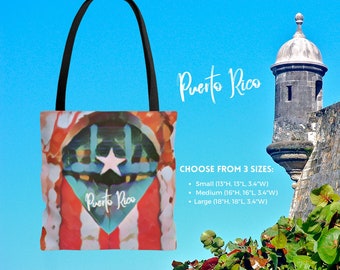 Puerto Rico Vintage Look Tote Bag, La Isla Eco-Friendly Tote Bag