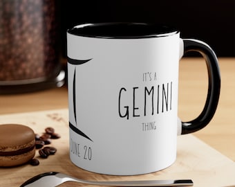 Gemini cosmic sign, 2-Colored Accent Coffee Mugs