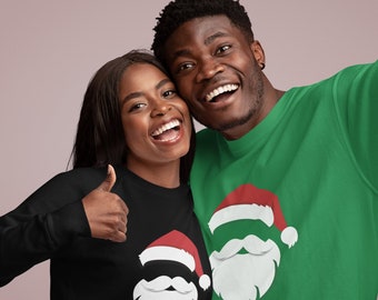 Santa's Hat & Beard Unisex Crewneck Sweatshirt, Unisex Adult Festive Holiday Apparel