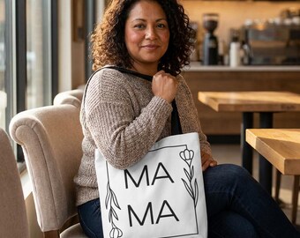 Minimalist MAMA Canvas Tote Bag, Stylish Mom Tote | Everyday Carry Bag | Gift for Mom